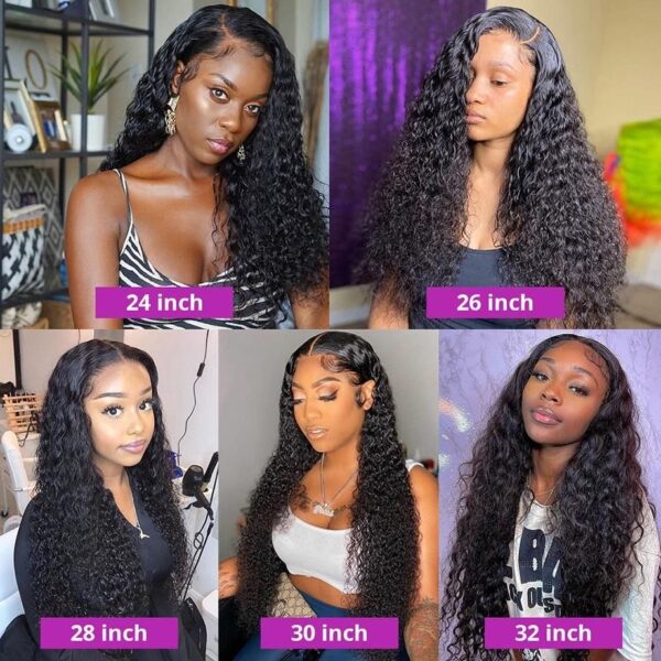 Black Women Curly Human Hair Wig Deep Wave Lace Frontal Wigs - Image 8