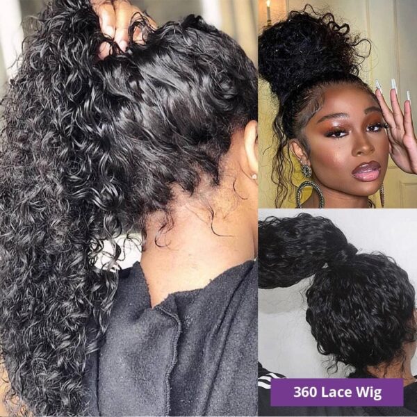 Black Women Curly Human Hair Wig Deep Wave Lace Frontal Wigs - Image 6