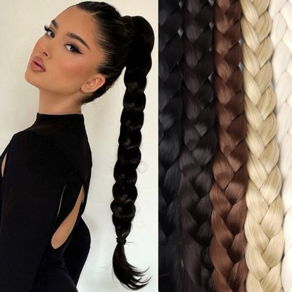 Euramerican boxing braid ，3 bundles ponytail dirty braid, lifelike ponytail wig braid - Image 16