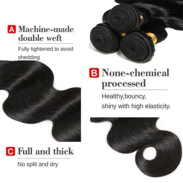 Brazilian real hair 9A natural color hair curtain body wave Remy Human Hair bundles - Image 7