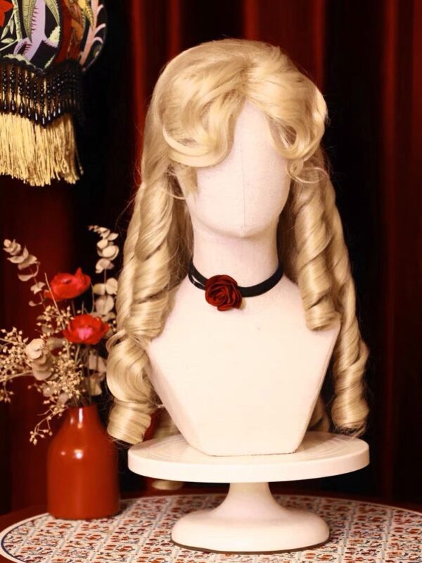 Light gold milky white gold lolita Roman curled wig elegant retro wig Duchess of Wales - Image 2