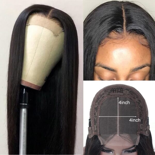 10A Brazilian Straight Hair 4x4 Lace Closure Wig Human Long Straight Hair - Image 5