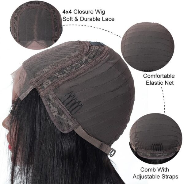 10A Brazilian Straight Hair 4x4 Lace Closure Wig Human Long Straight Hair - Image 3